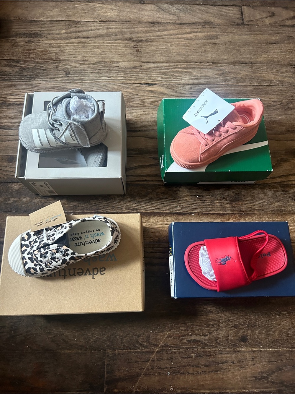 Polo by Ralph Lauren slides,  Puma, UGG Booties and Adventure Wash & Wear